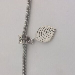 Silver Leaf Dangle‎ Charm for Pandora Style Bracelet